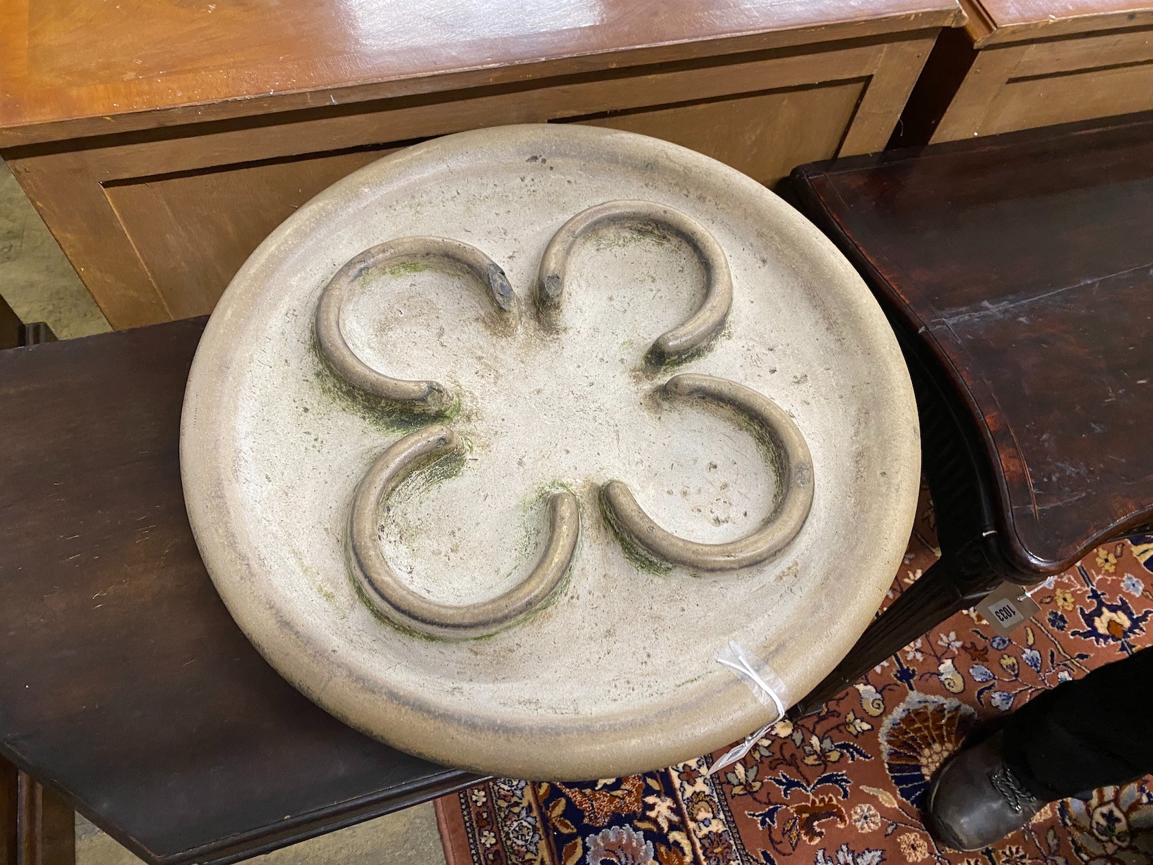 A Victorian circular stoneware dish, diameter 50cm, height 15cm